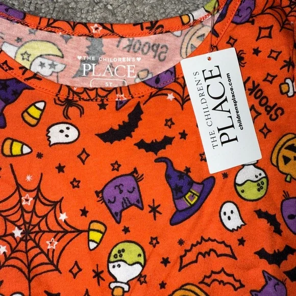 The Children’s Place Halloween Dress 5T NWT Orange Spooky Print - Picture 3 of 5